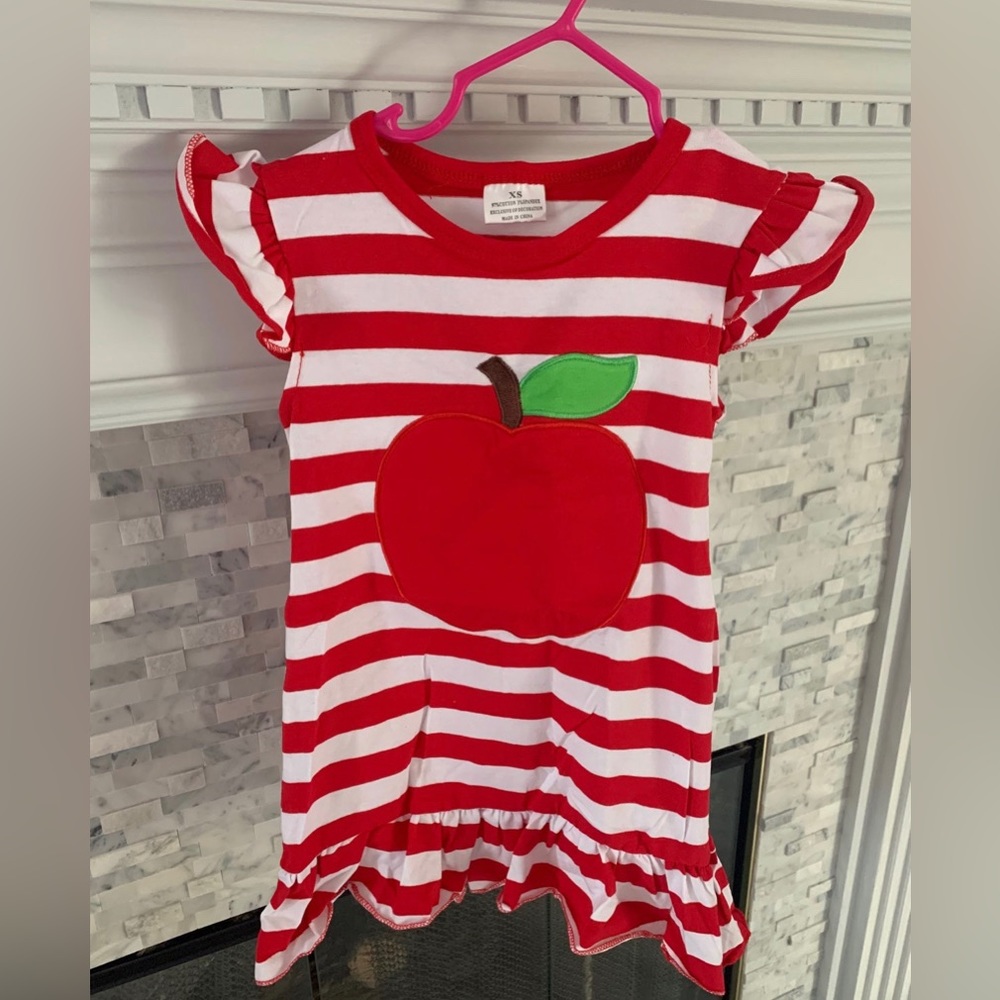 NEW Apple Back to School Boutique Dress with Stripes
